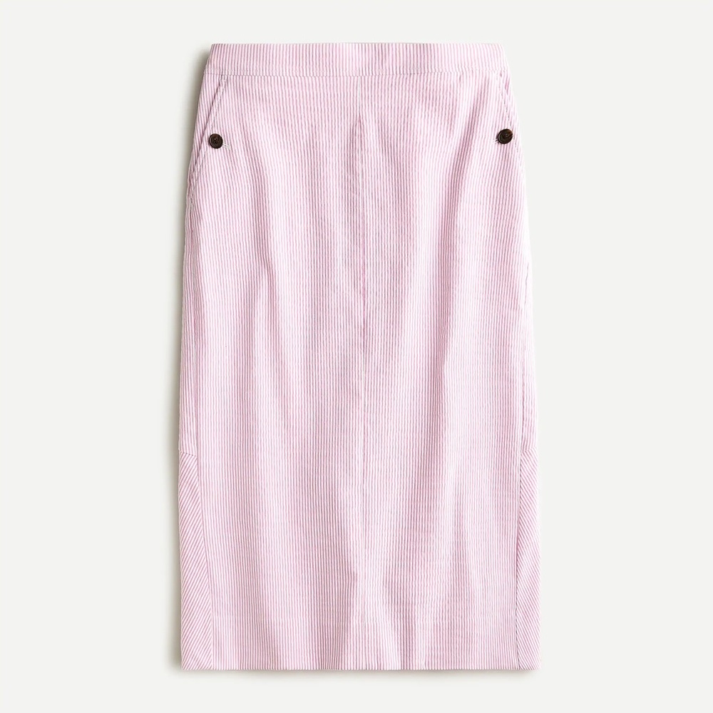 J Crew New Pencil skirt in striped seersucker pink